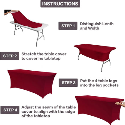 IVAPUPU 6FT Table Cloth for Rectangular Fitted Events Stretch Burgundy Table Covers Washable Cover