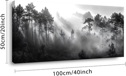 LASMOND Black and White Forest Wall Art for Living Room Modern Canvas Prints Artwork Picture