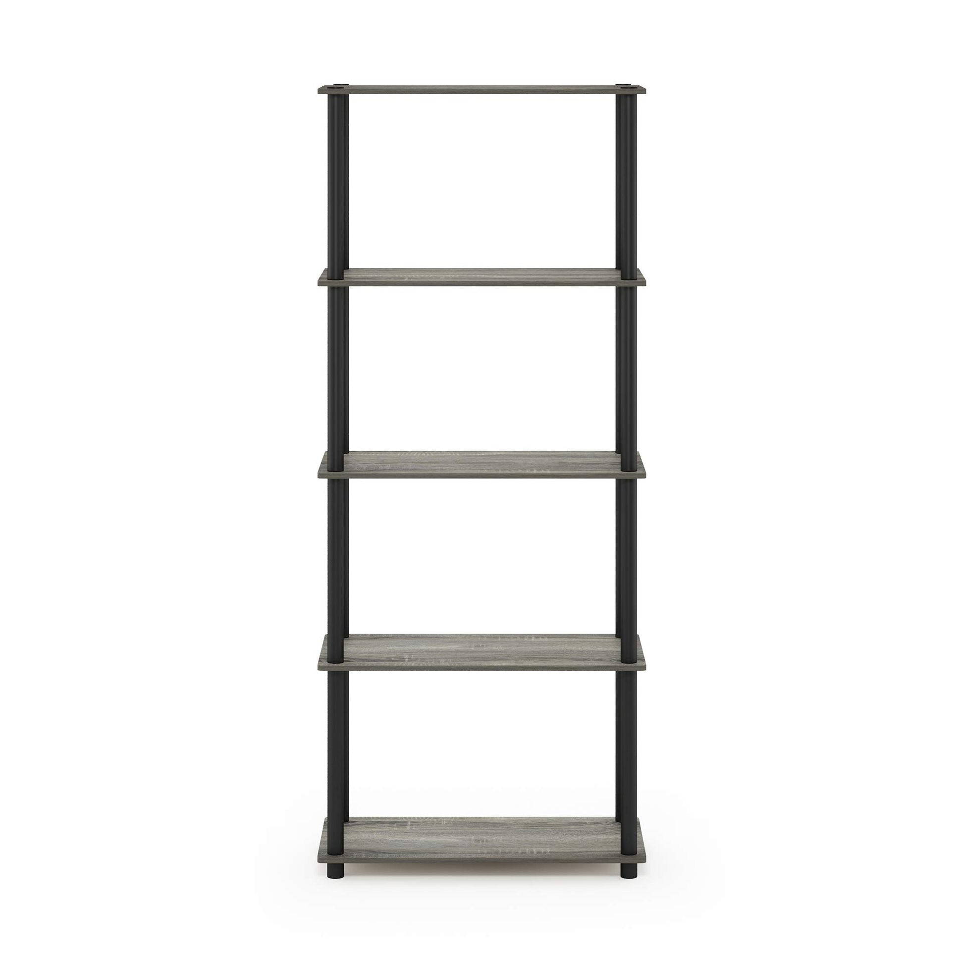 Furinno TURN-N-TUBE Storage Shelves, 5-Tier Book Shelf, Corner Shelf, Toolless Open Shelves, for