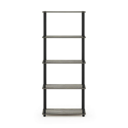 Furinno TURN-N-TUBE Storage Shelves, 5-Tier Book Shelf, Corner Shelf, Toolless Open Shelves, for