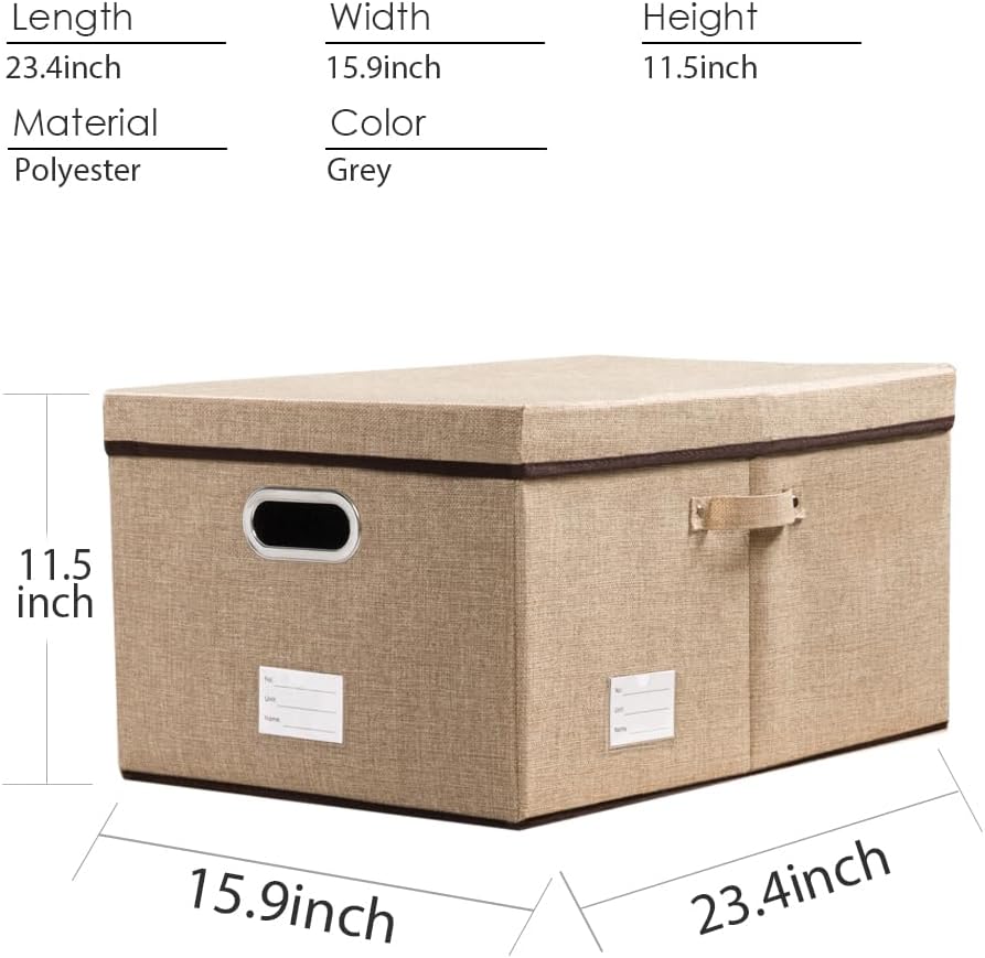 PRANDOM Storage Bins with Lids [3-Pack] Jute Fabric Foldable Storage Boxes Organizer Containers