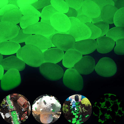 Glow Pebbles Green, 300 pcs Green Glowing Rocks for Outdoor Decor, Garden Lawn Yard, Aquarium
