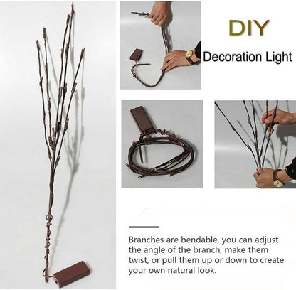 DK177 2 Pack Led Branch Light Battery Operated Lighted Branch Vase Filler Willow Tree Artificial