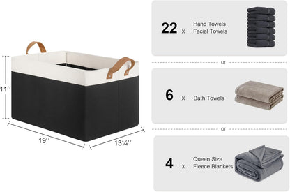 StorageWorks Storage Bins, Fabric Storage Bins for Shelves, Extra Large Storage Baskets with Metal