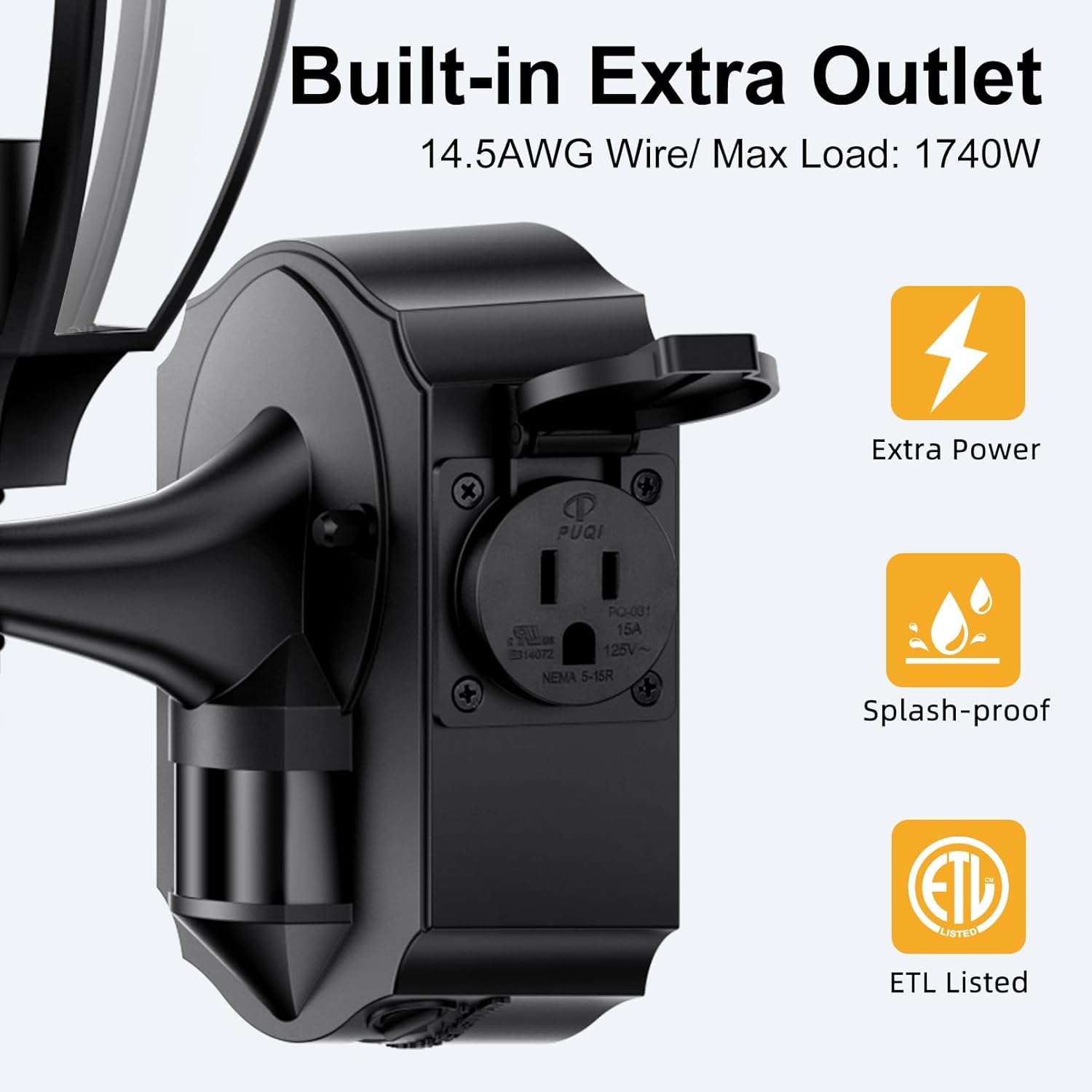 2 Pack Porch Lights Outdoor with Outlet, Motion Sensor Outdoor Wall Lights, Updated Dusk to Dawn