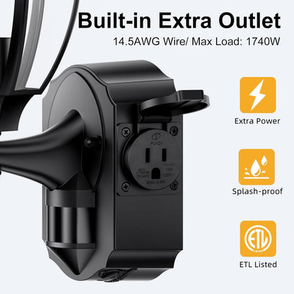 2 Pack Porch Lights Outdoor with Outlet, Motion Sensor Outdoor Wall Lights, Updated Dusk to Dawn