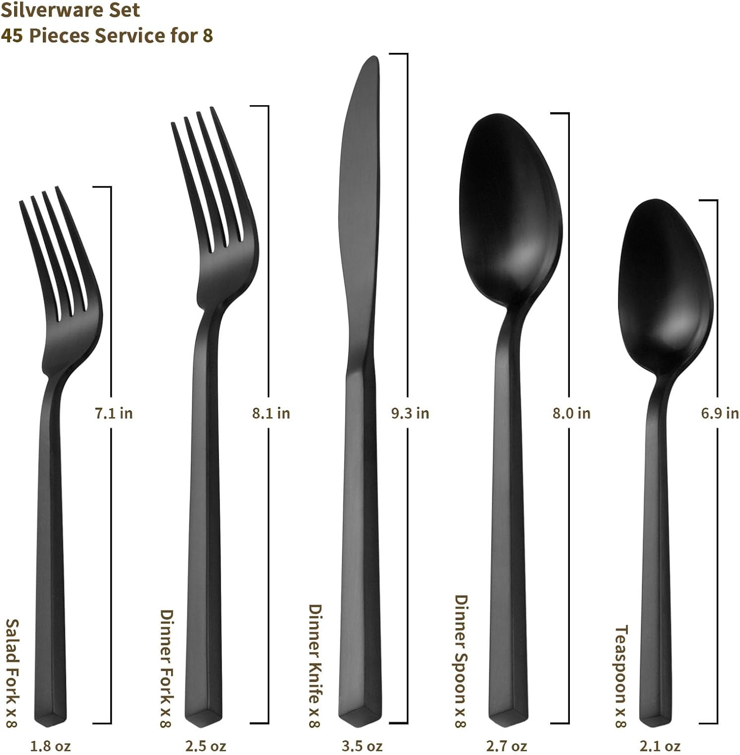Alata Cube 45-Piece Forged Stainless Steel Flatware Set Cutlery Set with Utensil-Serving Set