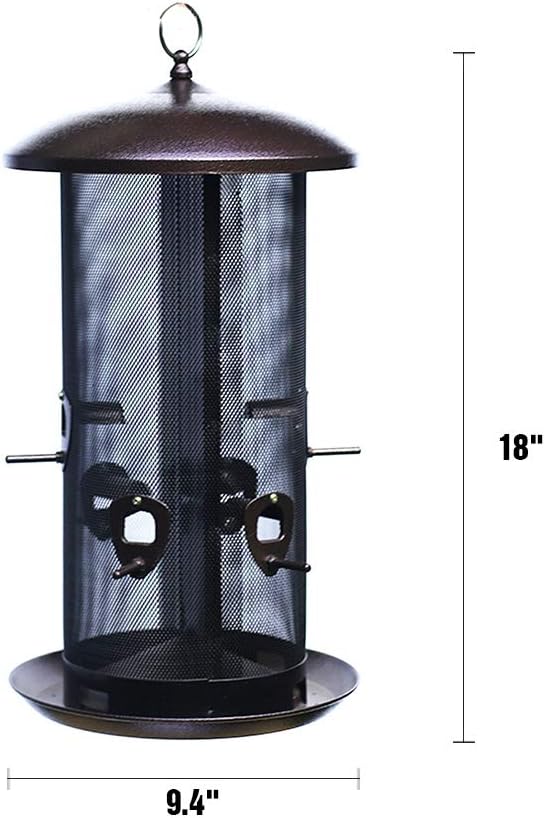 Nature's Rhythm Metal Hopper Bird Feeder, Dual Seed Compartments, 10 Feeding Ports, Holds 10lbs