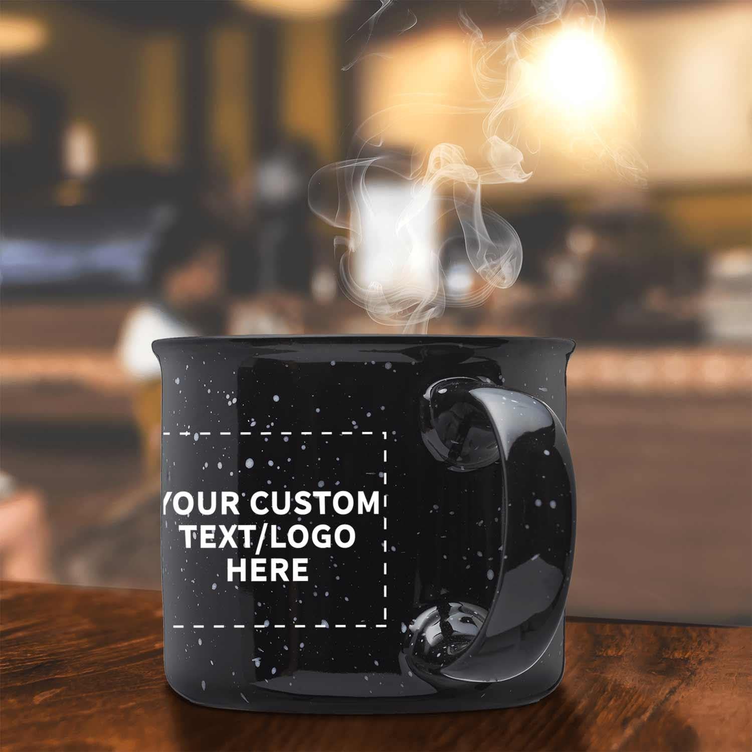 DISCOUNT PROMOS Custom Ceramic Campfire Coffee Mugs 13 oz. Set of 1, Personalized Bulk Pack