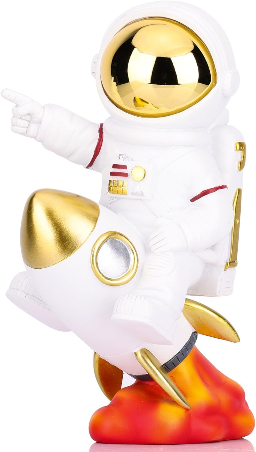 Astronaut Decor,Astronaut Rocket Figurines and Sculptures,Astronaut Figurine Space Themed Bedroom