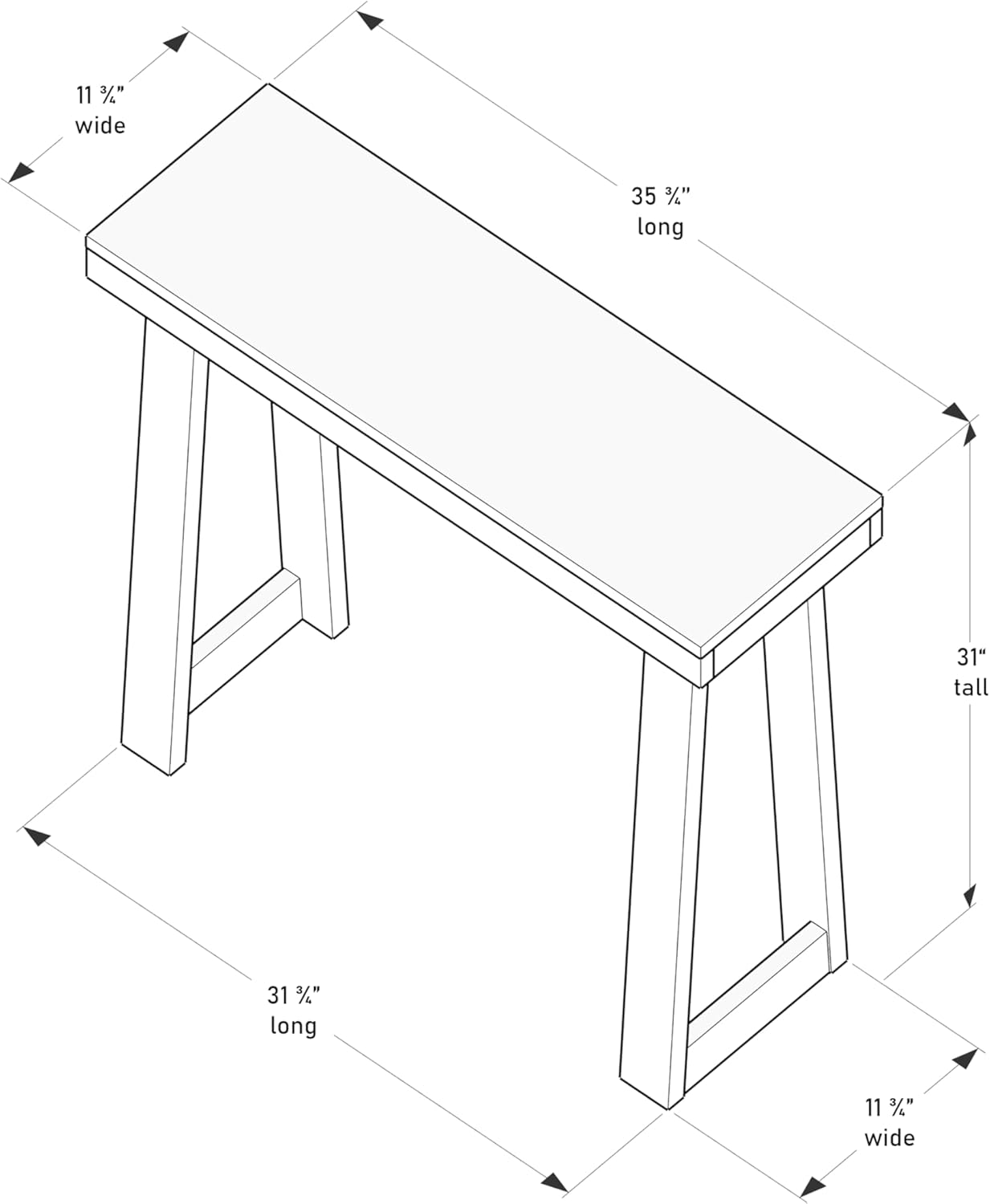 Plank+Beam Solid Wood Console Table, 36 Inch, Sofa Table, Narrow Entryway Table for Hallway, Behind