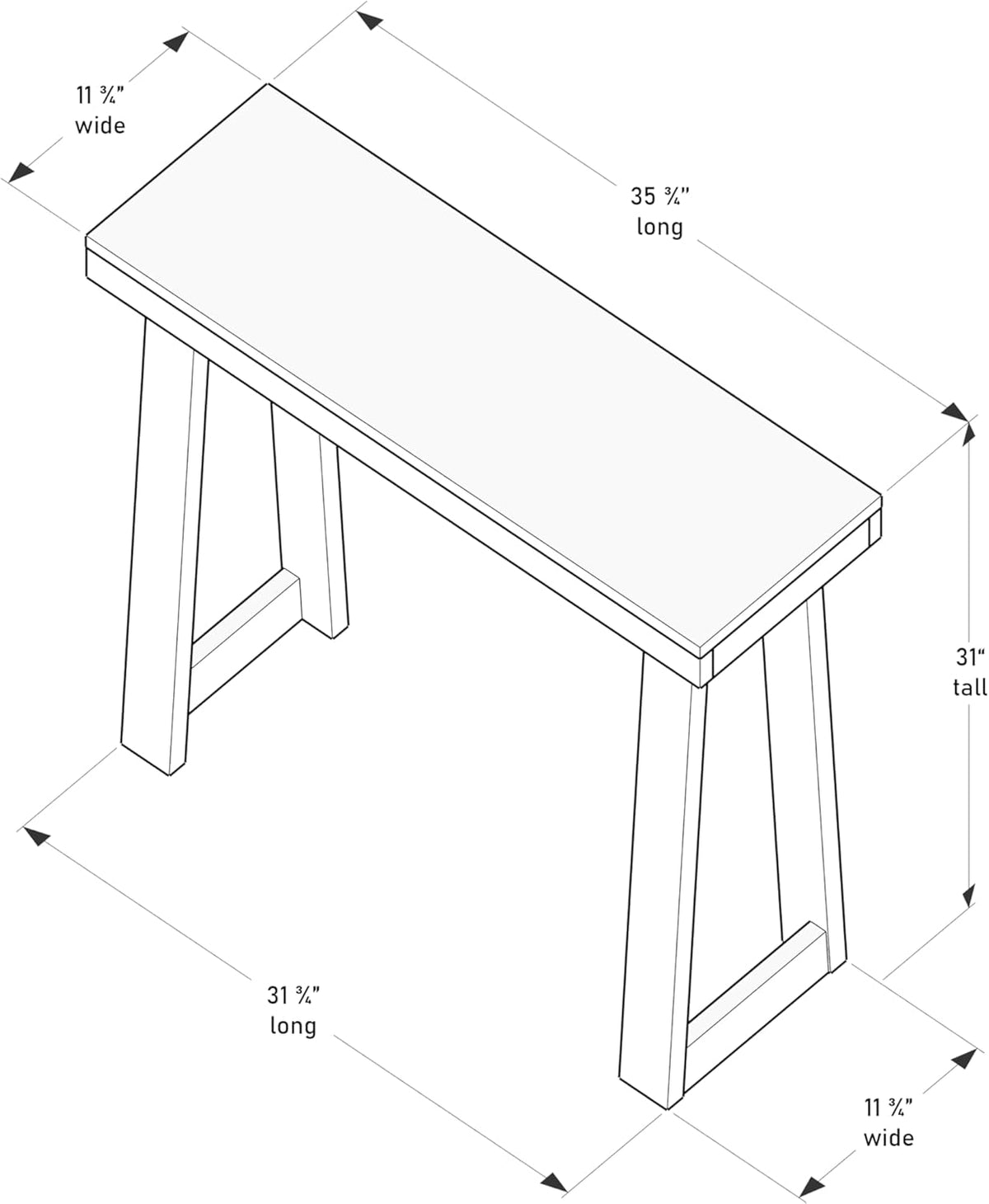 Plank+Beam Solid Wood Console Table, 36 Inch, Sofa Table, Narrow Entryway Table for Hallway, Behind