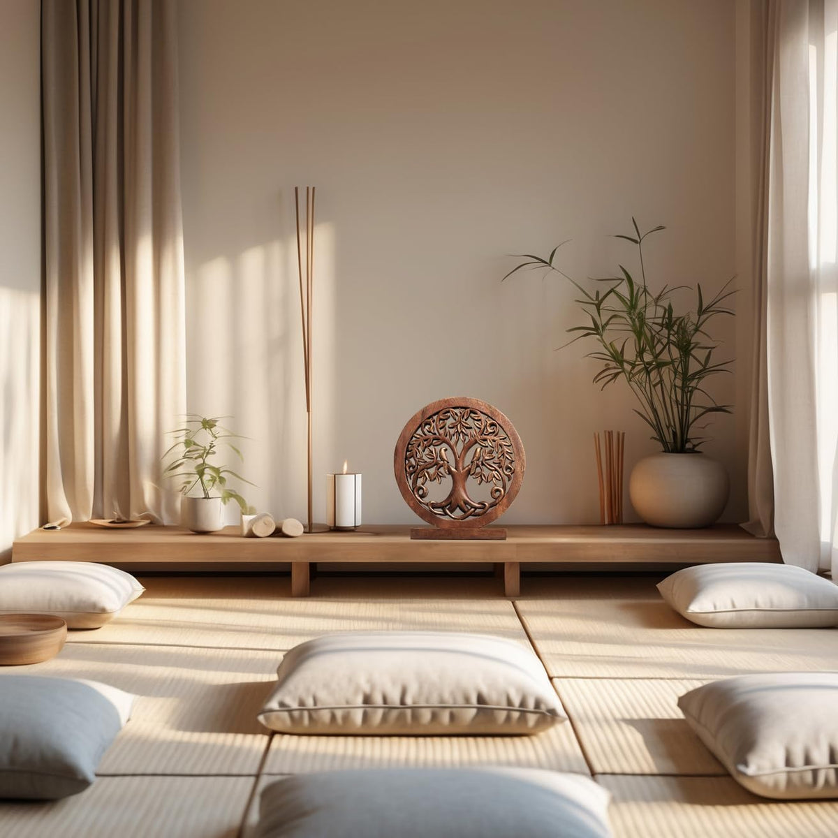 Decozen Solid Wood Tree of Life Sculpture - Home Decor, Living Room, Boho, Shelf, Coffee Table