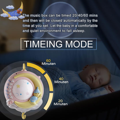 Baby Musical Crib Mobile with Timing Function Projector and Lights,Hanging Rotating Rattles and