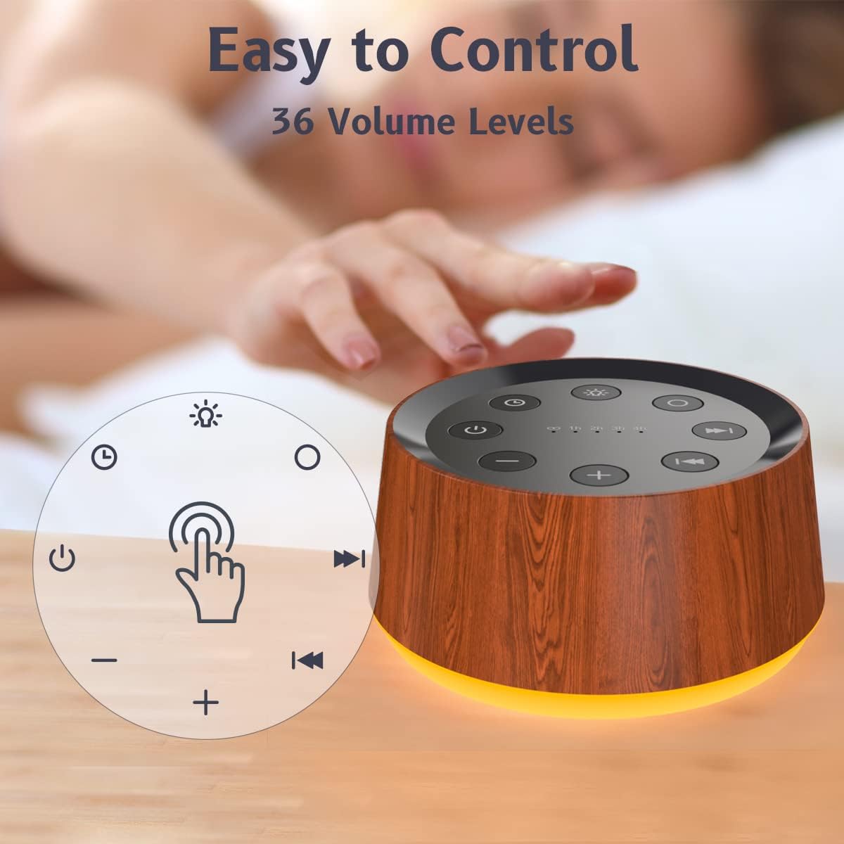 Brown Noise Sound Machine with 30 Soothing Sounds 12 Colors Night Light White Noise Machine for