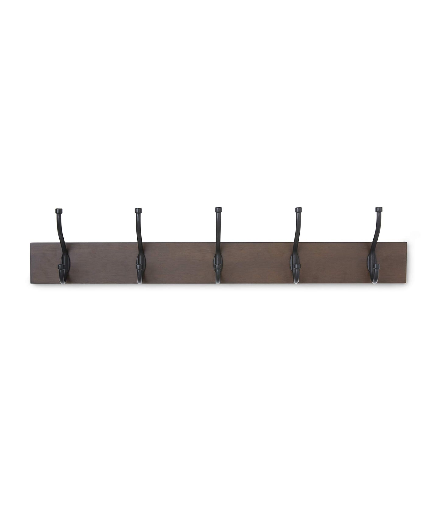 Amazon Basics Wall-Mounted Metal Coat Rack, 5 Hooks, Espresso