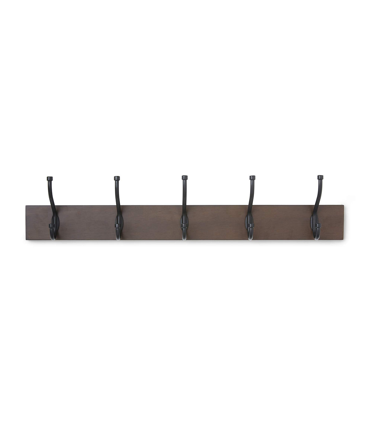 Amazon Basics Wall-Mounted Metal Coat Rack, 5 Hooks, Espresso