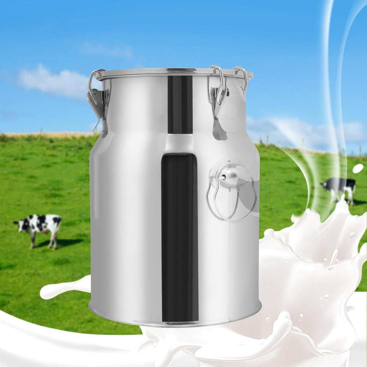 Stainless Steel Milk Can, 201 Stainless Steel Pail 1Gal Milk Can with Sealed Lid, 5L Hanging Lid