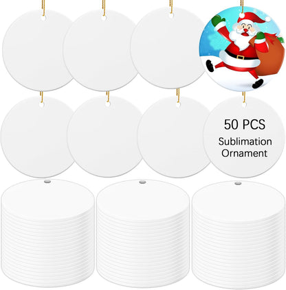 50 PCS Ceramic Sublimation Ornament Blanks Bulk 3 Inch White Round Crafts DIY Personalized Printed