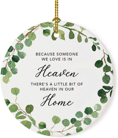 Andaz Press Round Ceramic Porcelain Christmas Tree Ornament Keepsake Memorial Bereavement, Because