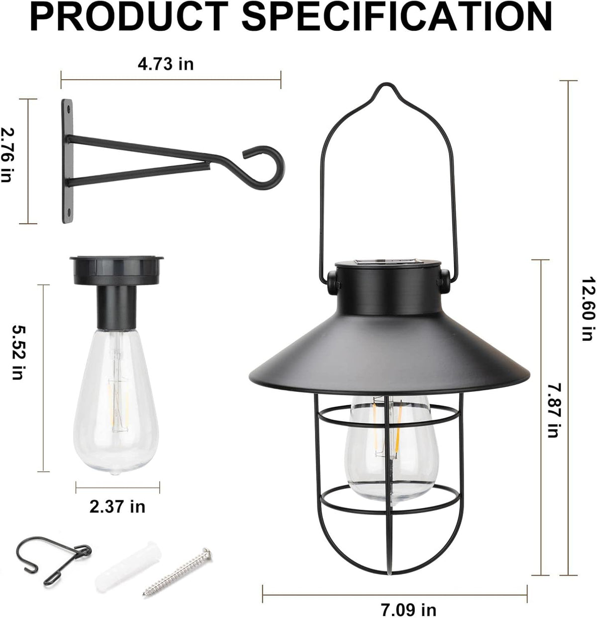 pearlstar Solar Lanterns Outdoor Metal Solar Powered Hanging Lights Waterproof for Wall Yard Garden