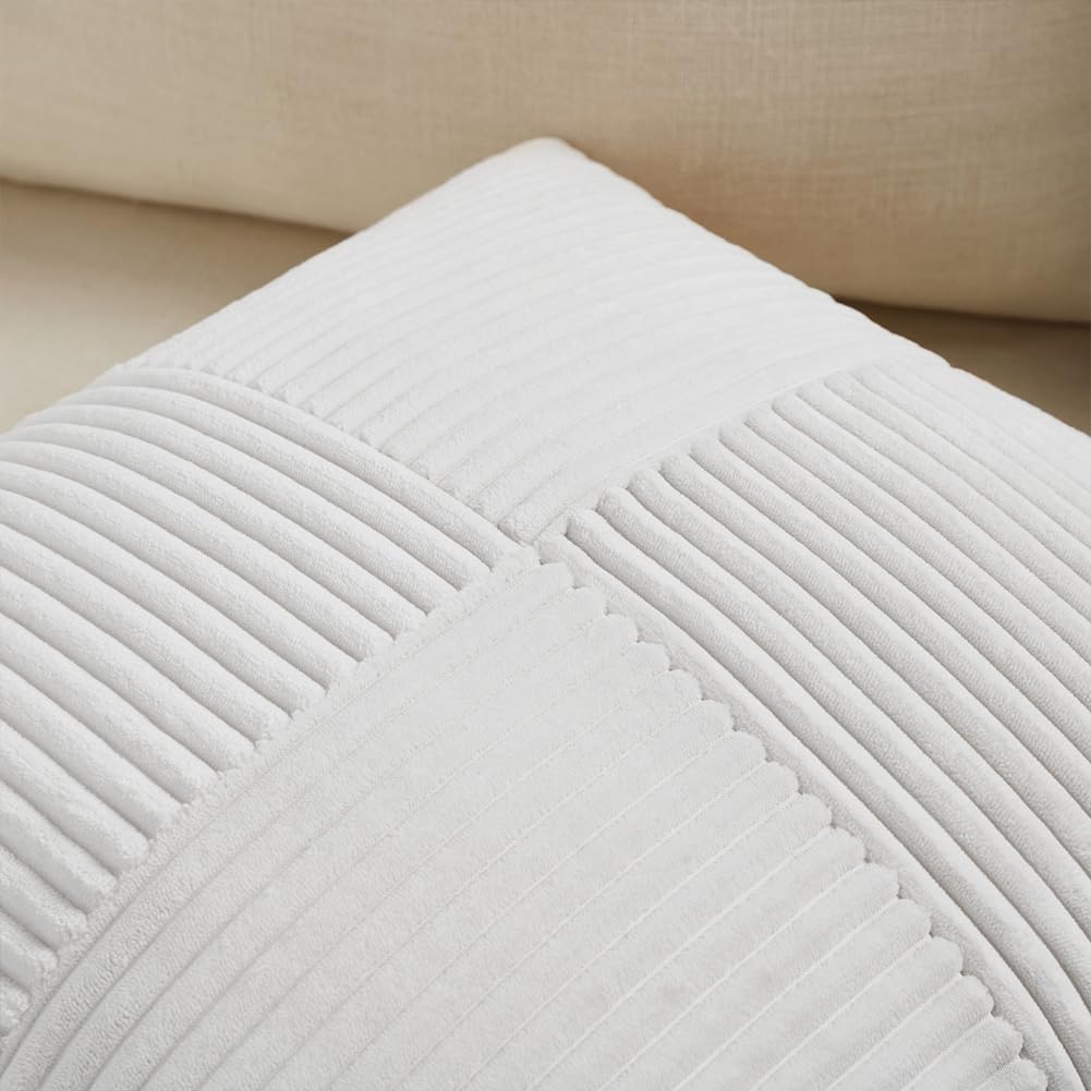 Fancy Homi 2 Packs Pure White Decorative Throw Pillow Covers 18x18 Inch for Living Room Couch Bed