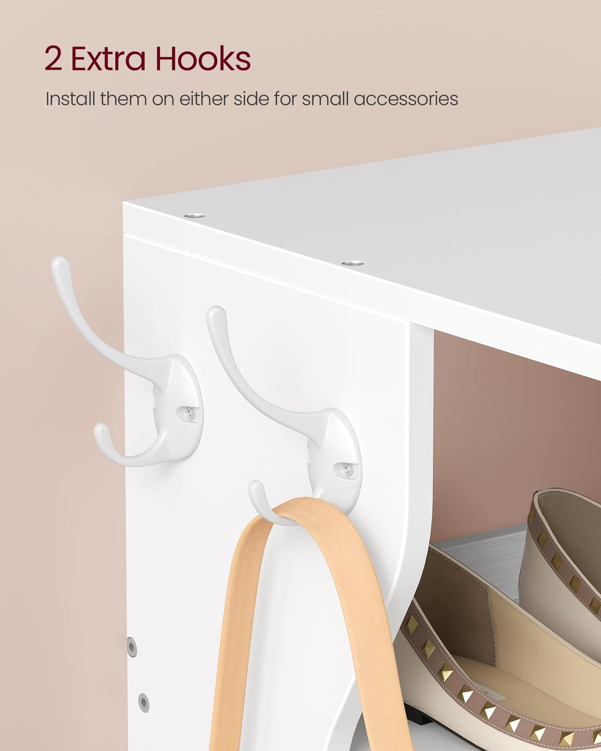 VASAGLE 9-Tier Vertical Shoe Rack, Narrow Shoe Storage Organizer with Hooks, Slim Corner Tower