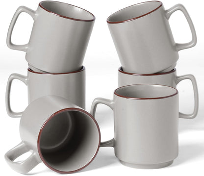 famiware Coffee Mugs Set of 6, Nebula 14oz Coffee Mugs, Ceramic Cup Set with Handle for Latte, Tea