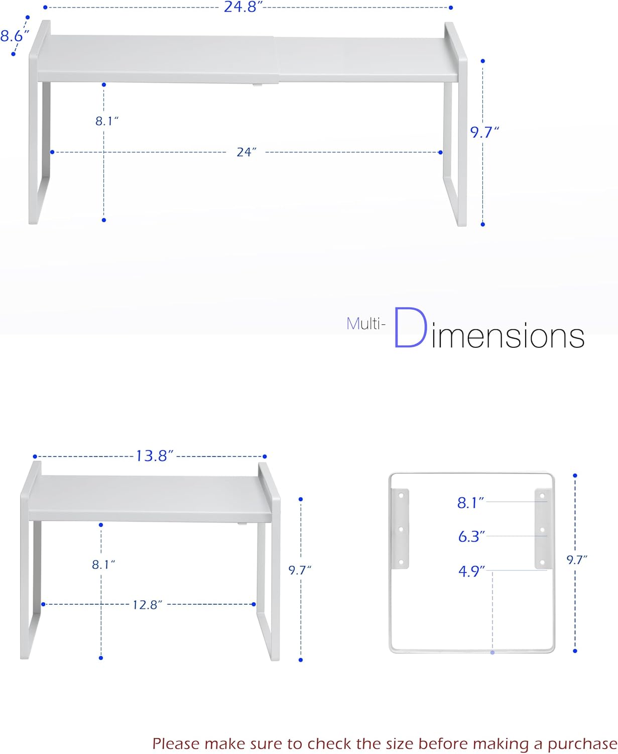 Nxconsu Cabinet Shelf Expandable Height Adjustable Organizer Riser for Kitchen Cabinet Pantry