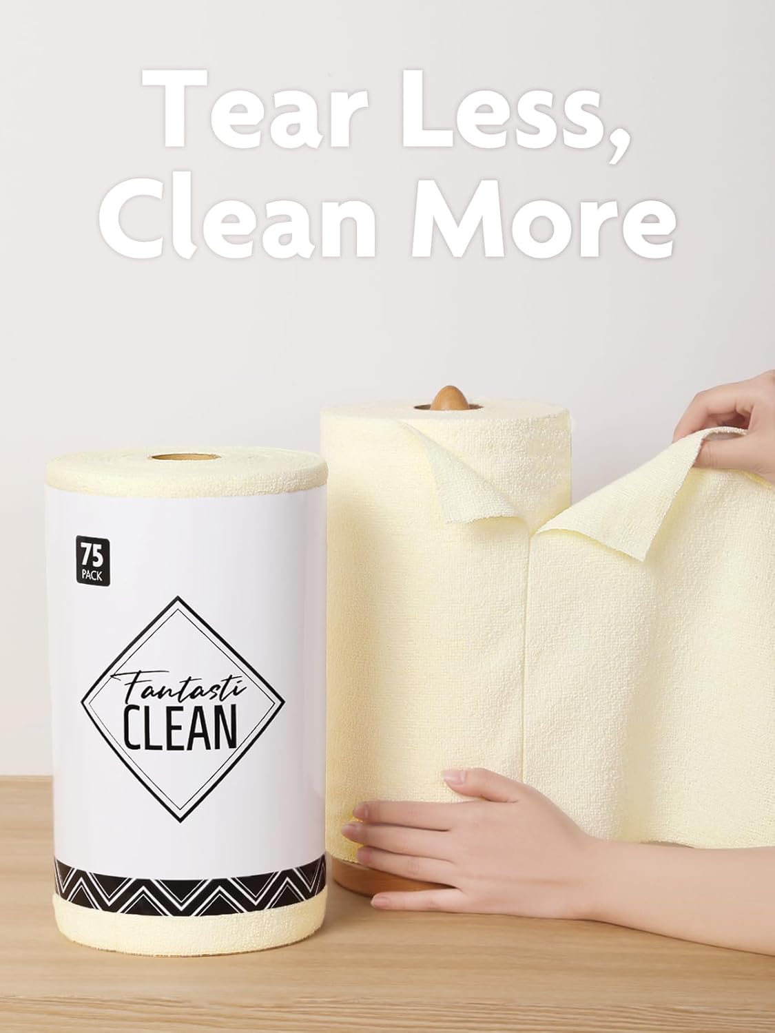 Fantasticlean Microfiber Cleaning Cloth Roll -75 Pack, Tear Away Microfiber Towels, 12" x 12"