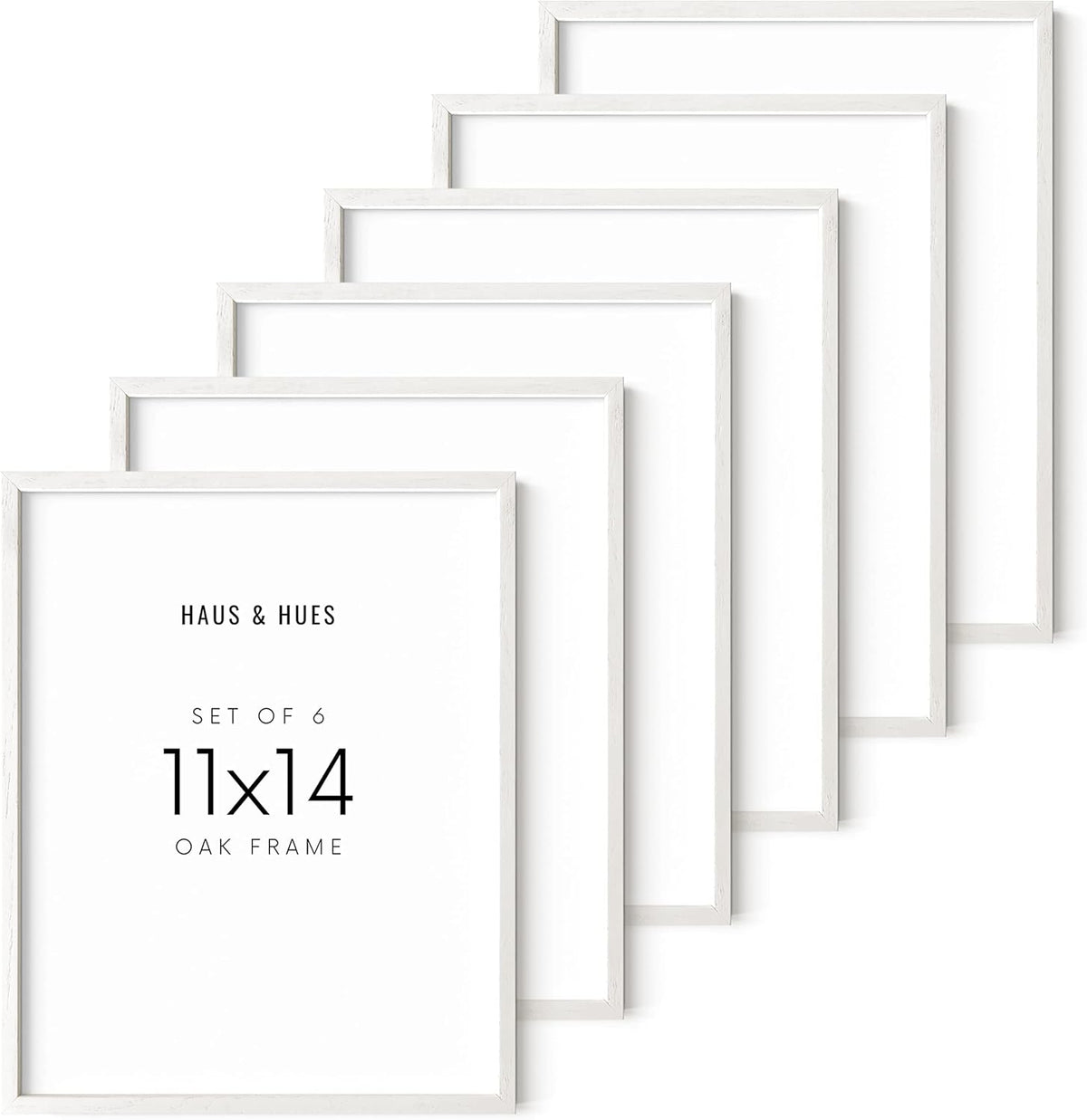 Haus and Hues White Oak 11x14 Picture Frame Set of 6 - Set of 6 11x14 Wood Picture Frame, 11x14