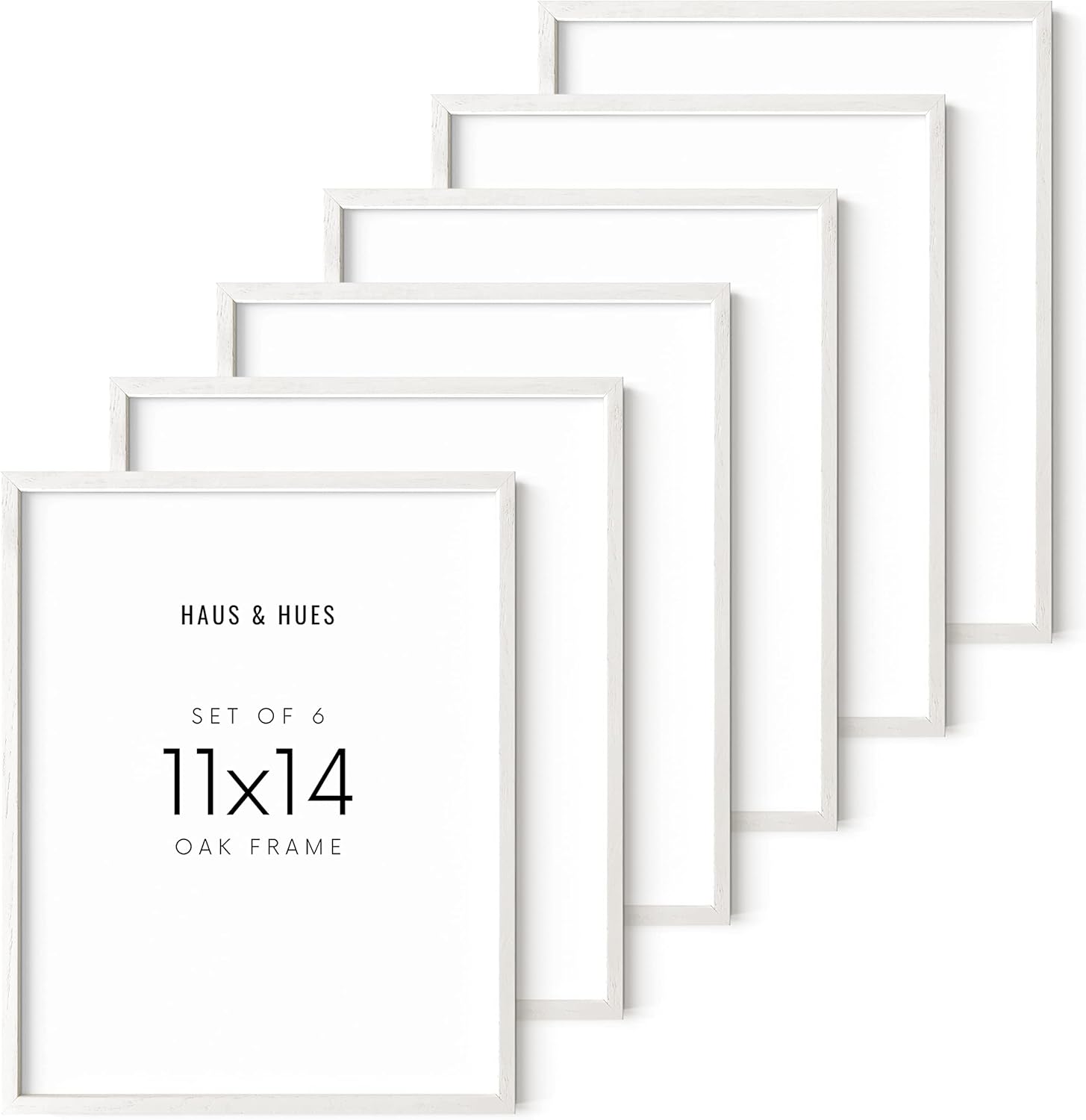 Haus and Hues White Oak 11x14 Picture Frame Set of 6 - Set of 6 11x14 Wood Picture Frame, 11x14