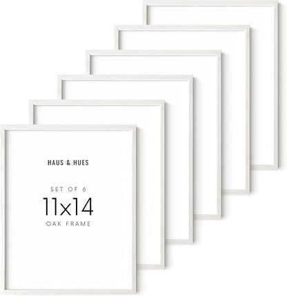 Haus and Hues White Oak 11x14 Picture Frame Set of 6 - Set of 6 11x14 Wood Picture Frame, 11x14