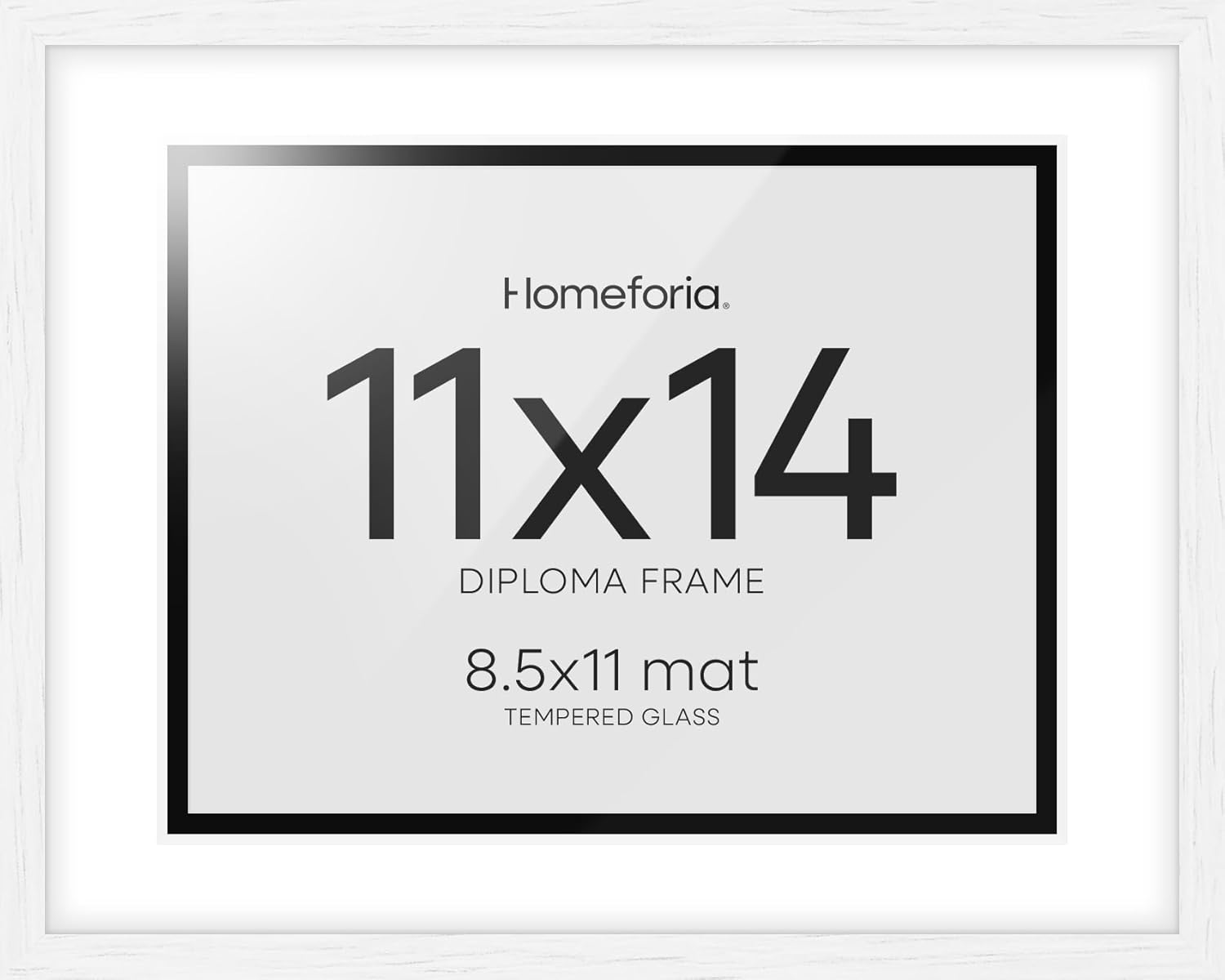 Homeforia 11x14 White Diploma Frame, High End Black Oak 11 x 14 Certificate Wood Frames with Mat