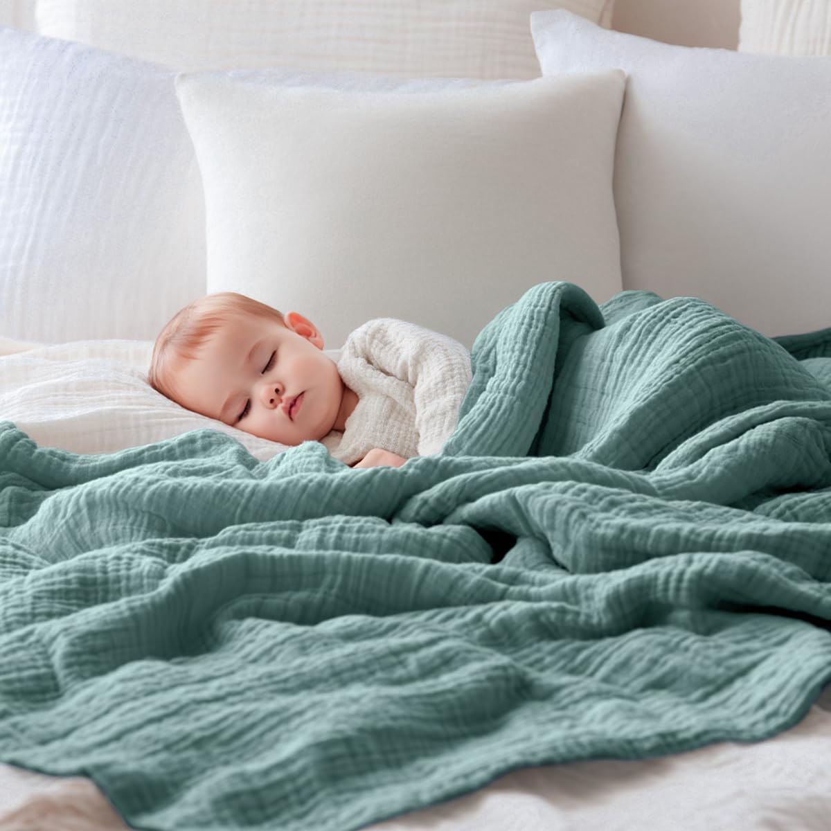 EMME Muslin Baby Blankets 100% Cotton 4-Layer Swaddle 40"x50" Lightweight Soft Breathable for