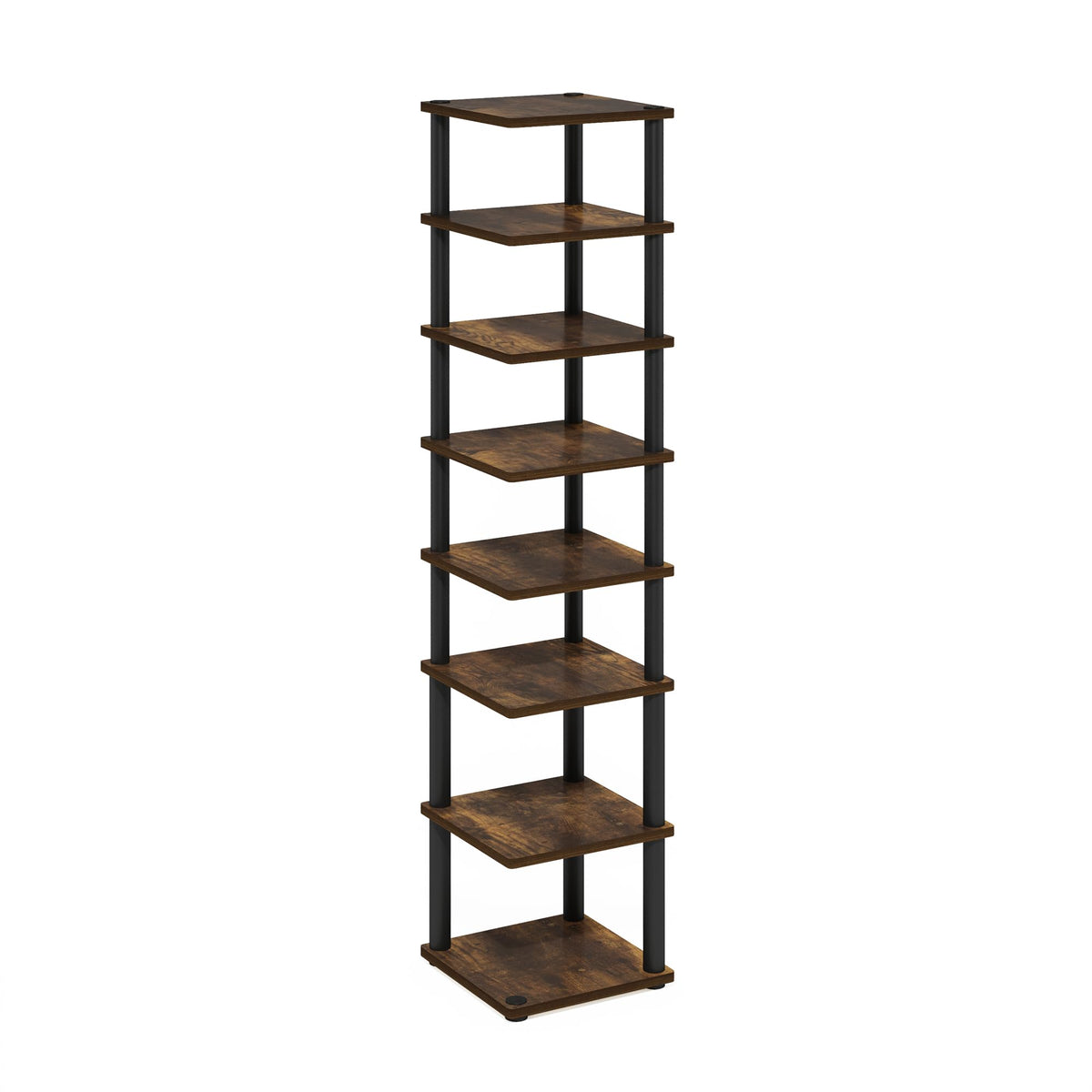 Furinno Turn-N-Tube Vertical Shoe Rack, 8-Tier Narrow Shoe Organizer, Free Standing Shoe Storage