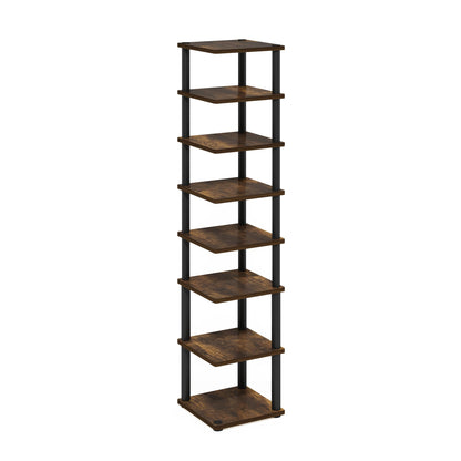 Furinno Turn-N-Tube Vertical Shoe Rack, 8-Tier Narrow Shoe Organizer, Free Standing Shoe Storage