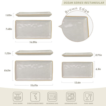 famiware Serving Platter, Rectangular 15.67/14.1/12.6 inch Serving Dishes for Entertaining