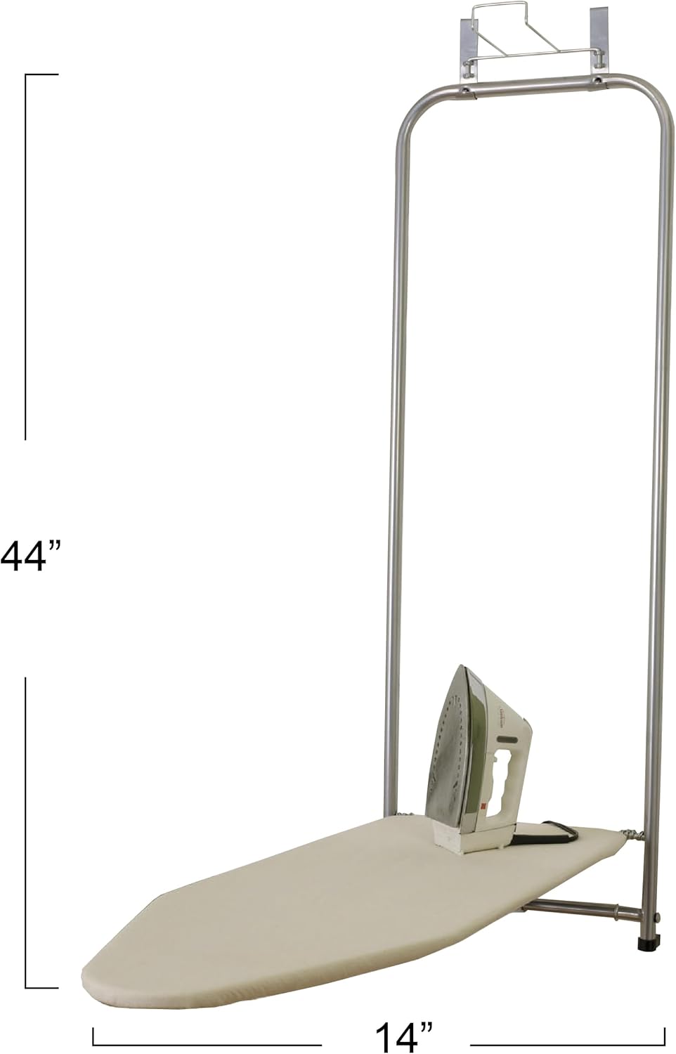 Household Essentials 144222 Over The Door Small Ironing Board with Iron Holder, Natural Cotton