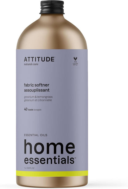 ATTITUDE Fabric Softener with Essential Oils, Vegan, Plant and Mineral-Based Ingredients, HE