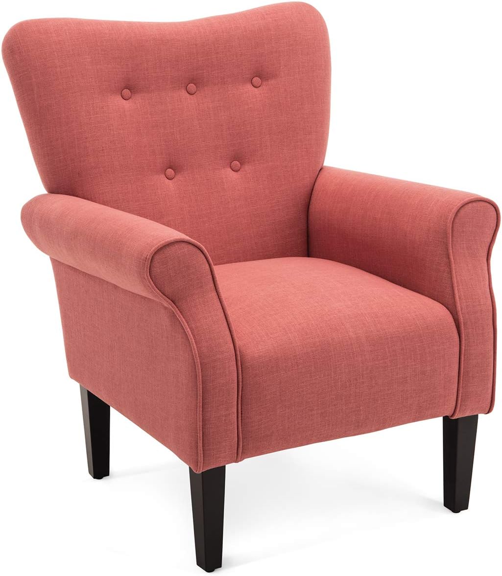 BELLEZE Modern Accent Chair for Living Room, High Back Armchair with Wooden Legs, Upholstered