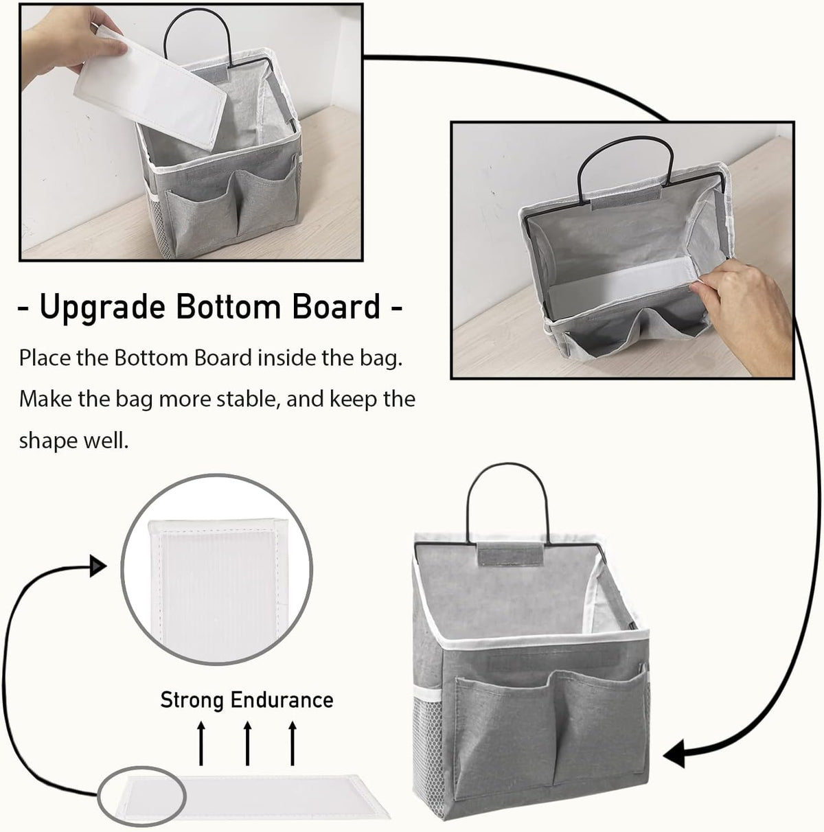2pcs Small Wall Hanging Organizer Bag, Linen Fabric Door Hanging Storage Basket with Pockets