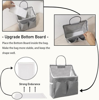 2pcs Small Wall Hanging Organizer Bag, Linen Fabric Door Hanging Storage Basket with Pockets