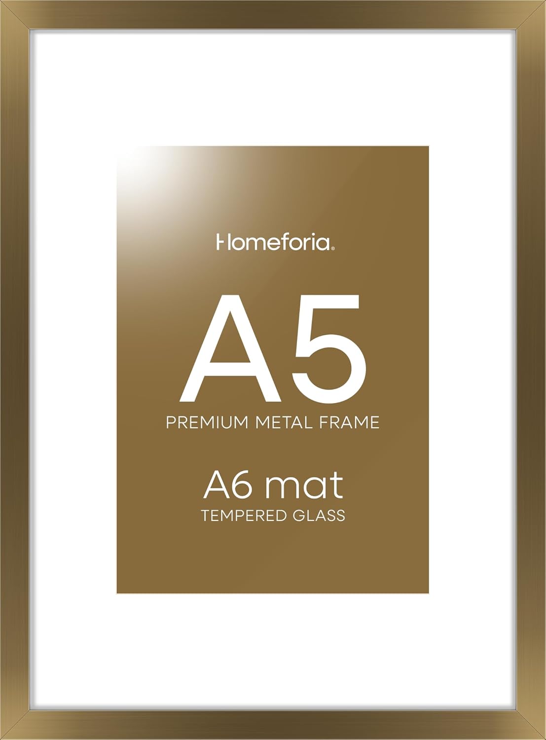 Homeforia A5 Picture Frame Bronze, High End Metal 5.8 x 8.3 Frame Matted to 4.1 x 5.8 Photo, A5