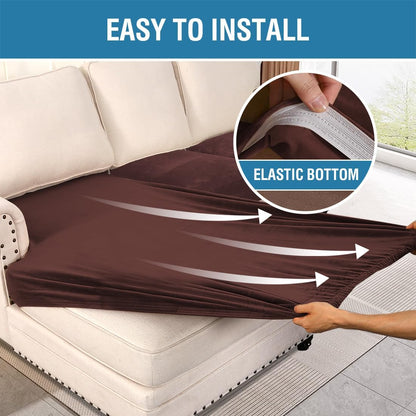 H.VERSAILTEX Velvet Stretch Sectional Couch Covers - 4 Piece L Shape Sofa Seat Cushion Set for 3