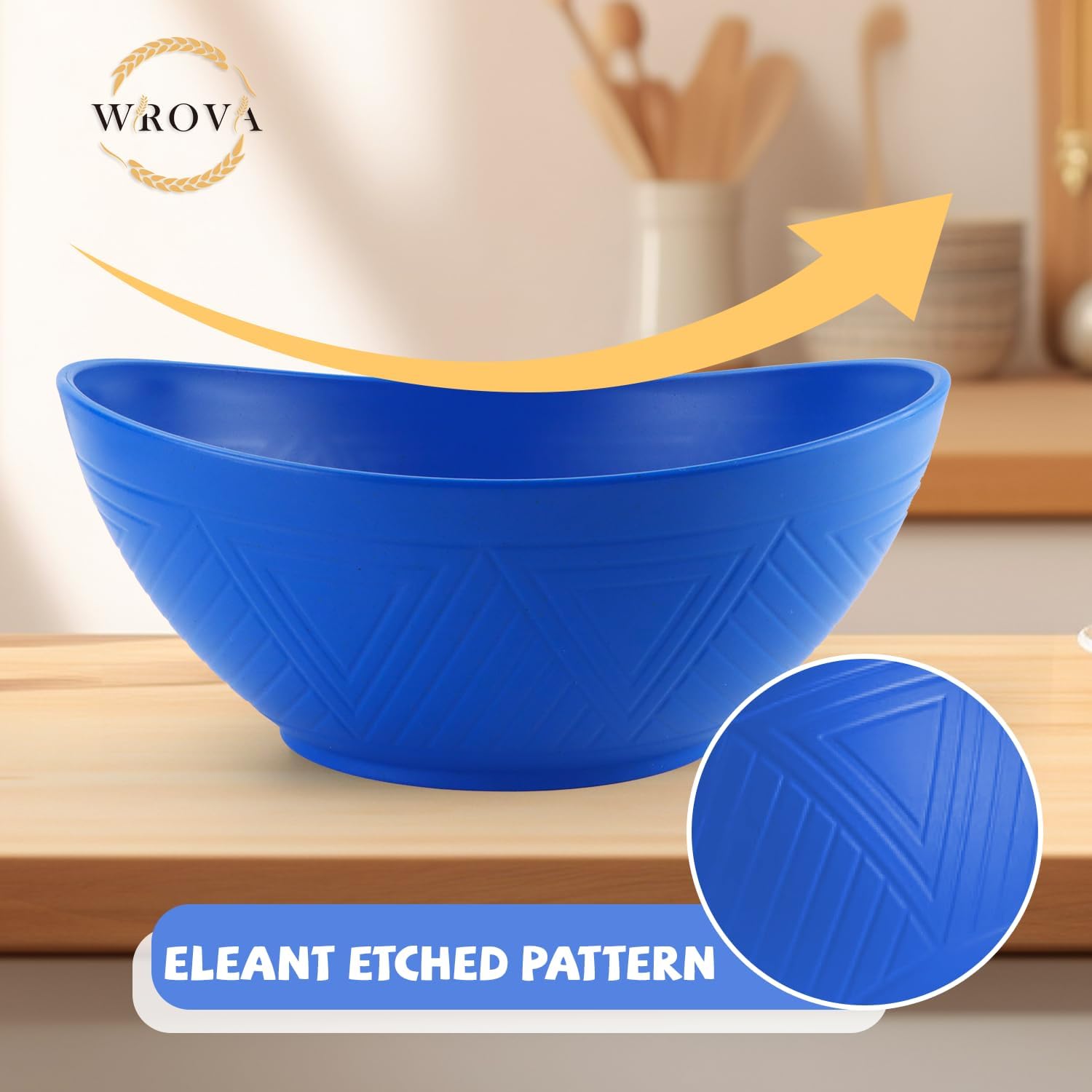 Large Wheat Straw Bowls,Big Salad Bowls set of 2,Unbreakable Serving Bowls Microwave & Dishwasher
