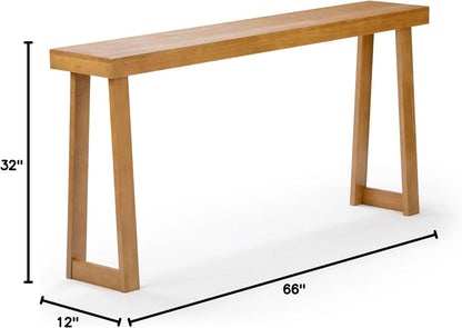 Plank+Beam Solid Wood Console Table, 66 Inch, Sofa Table, Narrow Entryway Table for Hallway, Behind