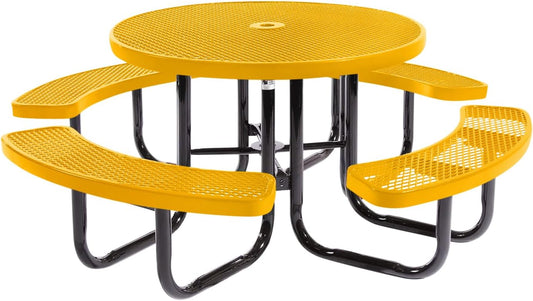 Coated Outdoor Furniture Heavy-Duty Portable Outdoor Picnic Table with Umbrella Hole, Expanded