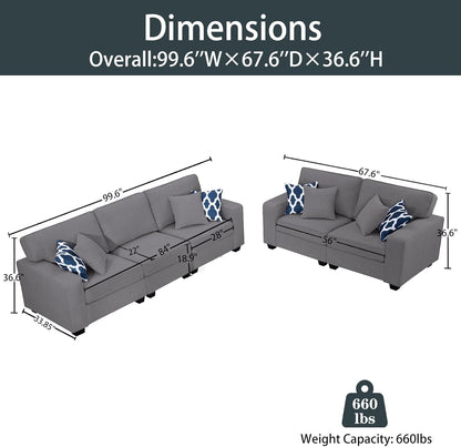 L Lengend Vansen Modular Sectional Sofa U Shaped Couch with Ottoman Modern Reversible Corner