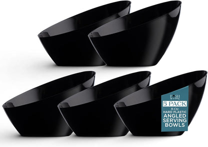 Posh Setting Black Plastic Serving Bowls Disposable - Angled Bowls - Angled Candy Bowl - Plastic